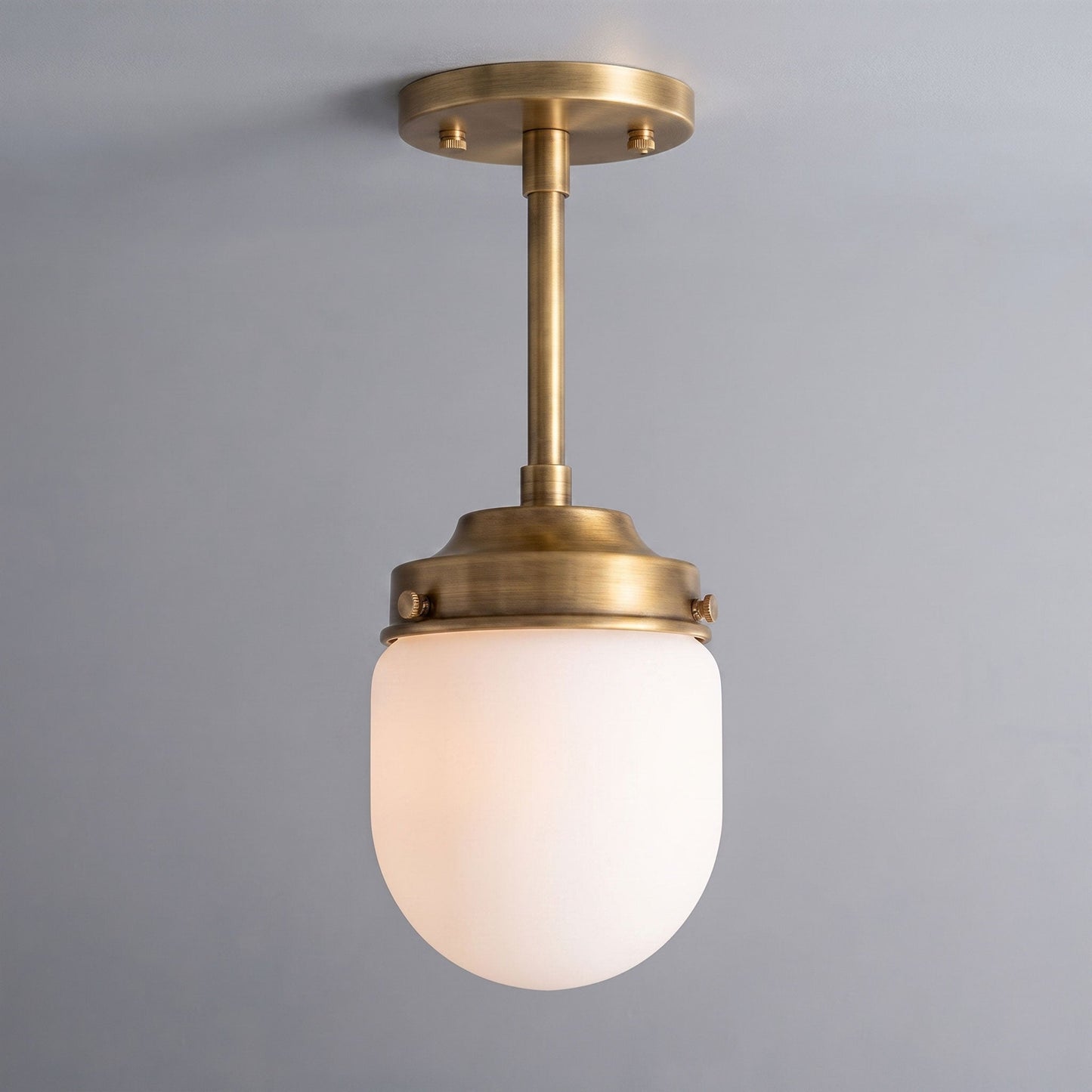 Bullet-shaped Alabaster Semi-Flush Mount Ceiling Light