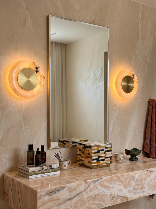 Selenite Moon Wall Sconce