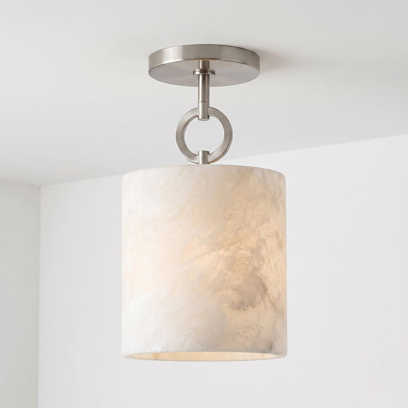 Nevara Circle Alabaster Flush Mount Ceiling Light