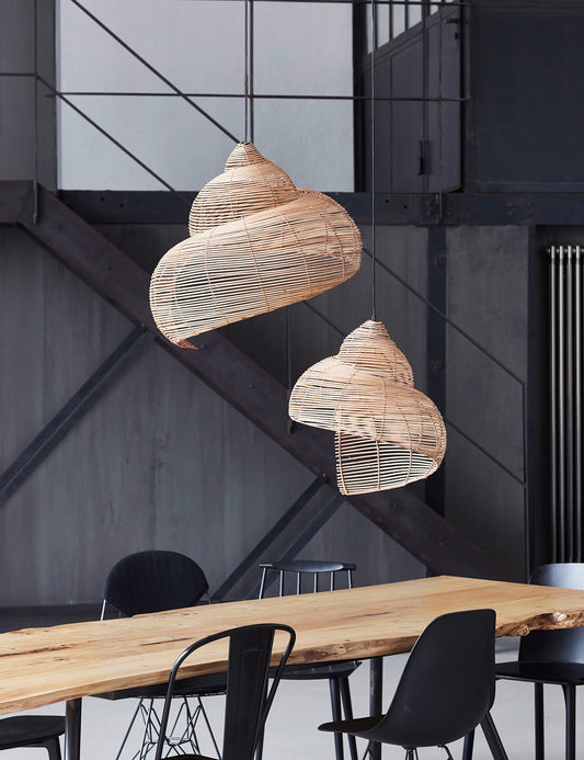 Rattan Spiral Shell Pendant Lamp
