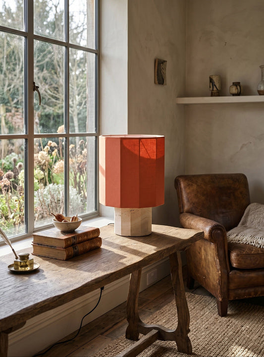 Esmor Dodecagon Travertine Table Lamp
