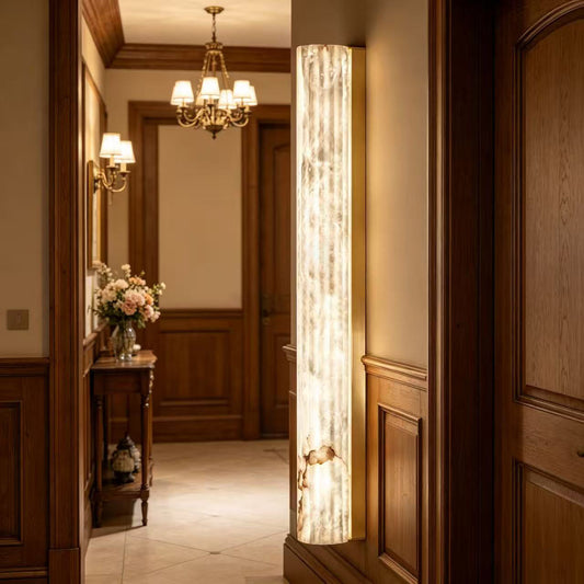 Vertical Alabaster Roller Wall Sconce