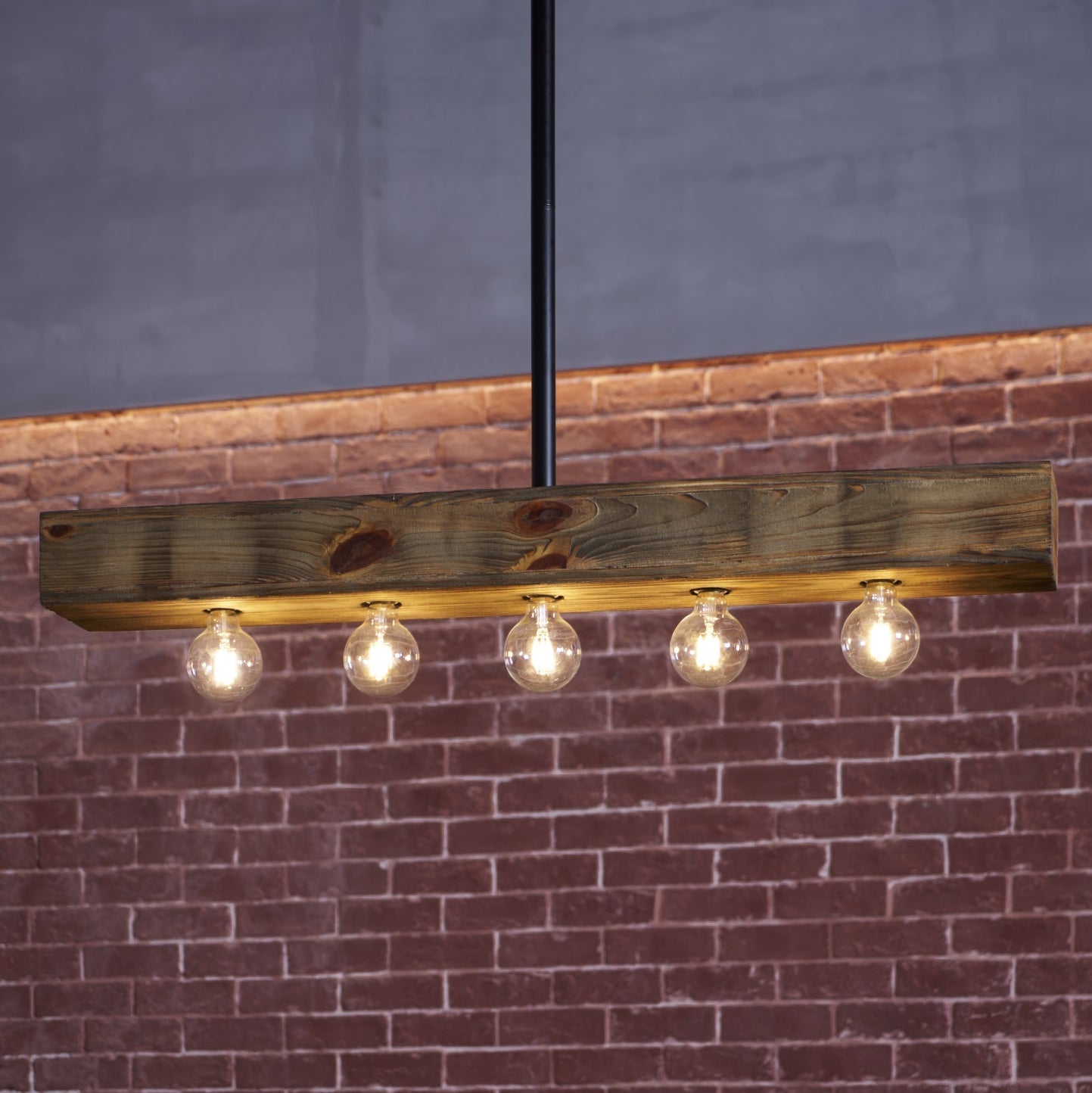 Wood-beam Island Chandelier