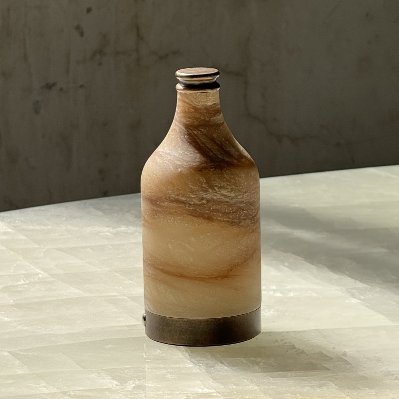 Wine Bottle Alabaster Table Lamp (Built-in Battery)