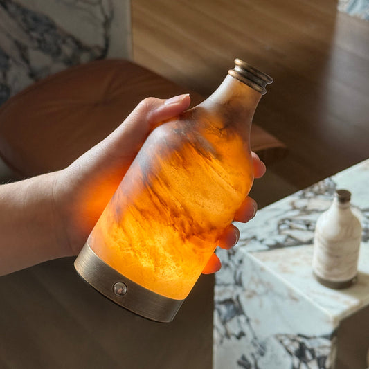 Wine Bottle Alabaster Table Lamp (Built-in Battery)