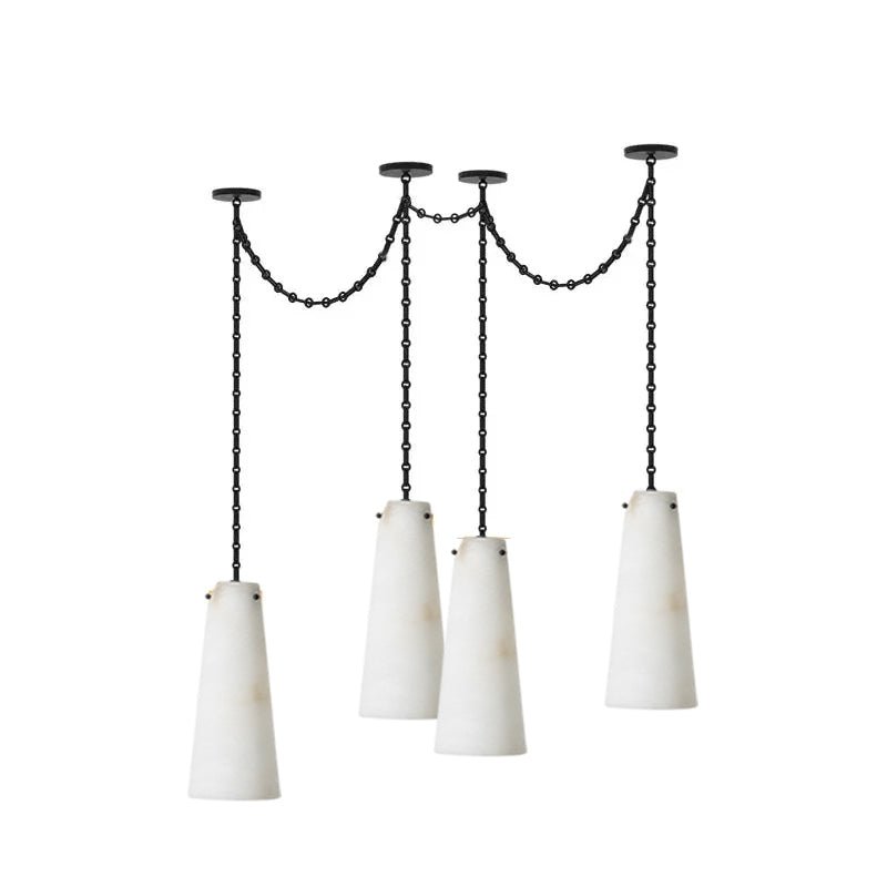 Industrial Cascade Chain Alabaster Chandelier