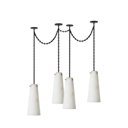 Industrial Cascade Chain Alabaster Chandelier
