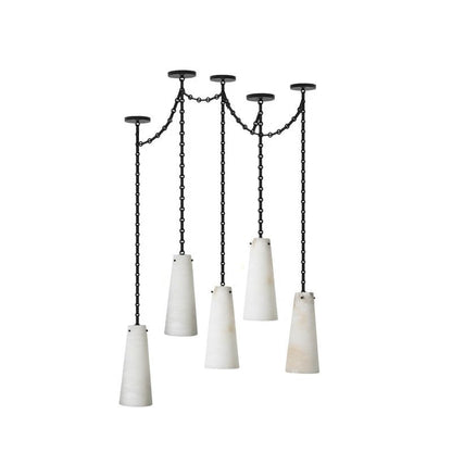 Industrial Cascade Chain Alabaster Chandelier