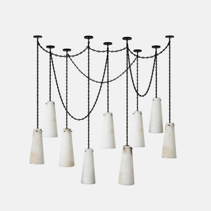 Industrial Cascade Chain Alabaster Chandelier