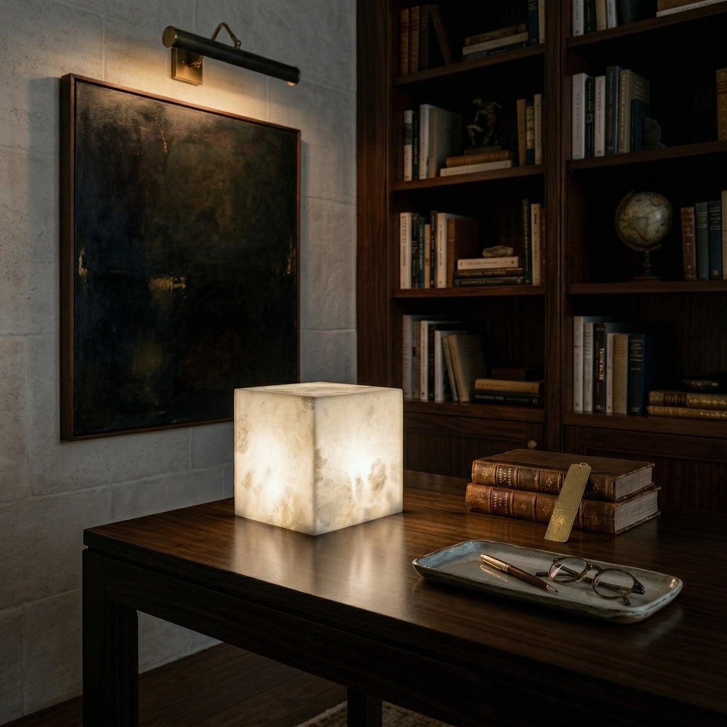 Alabaster Cubic Table Lamp