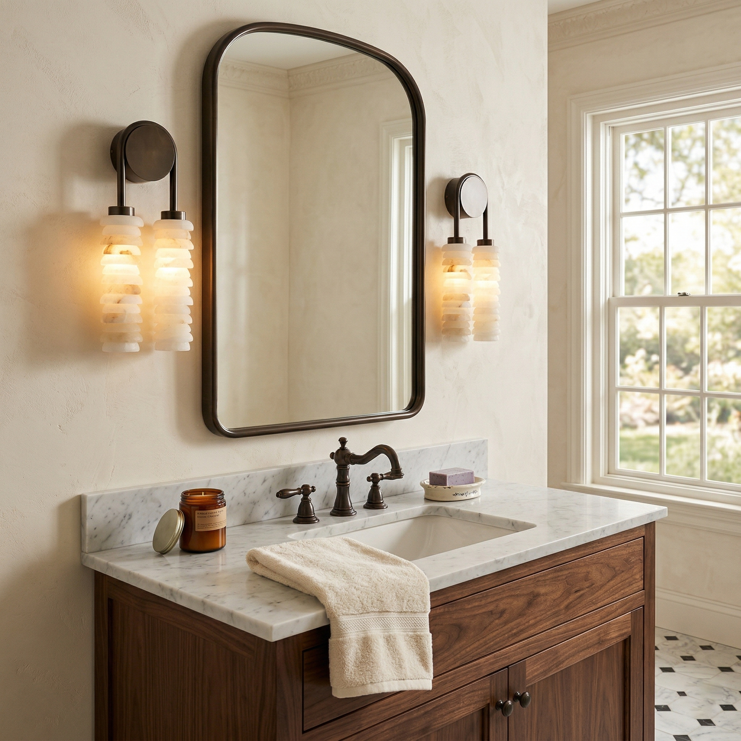 Halden Double Alabaster Wall Lamp