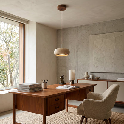 Travertine Drum Pendant Lamp