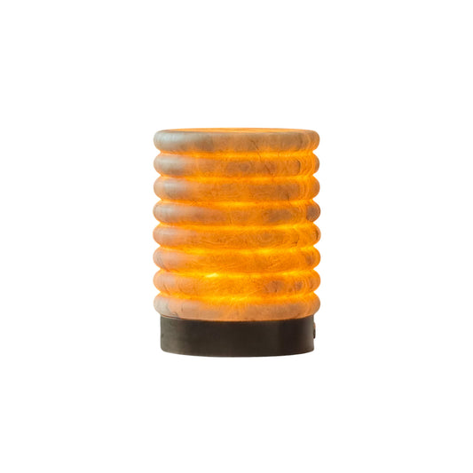 Alabaster Striped Table Lamp (Built-in Battery)