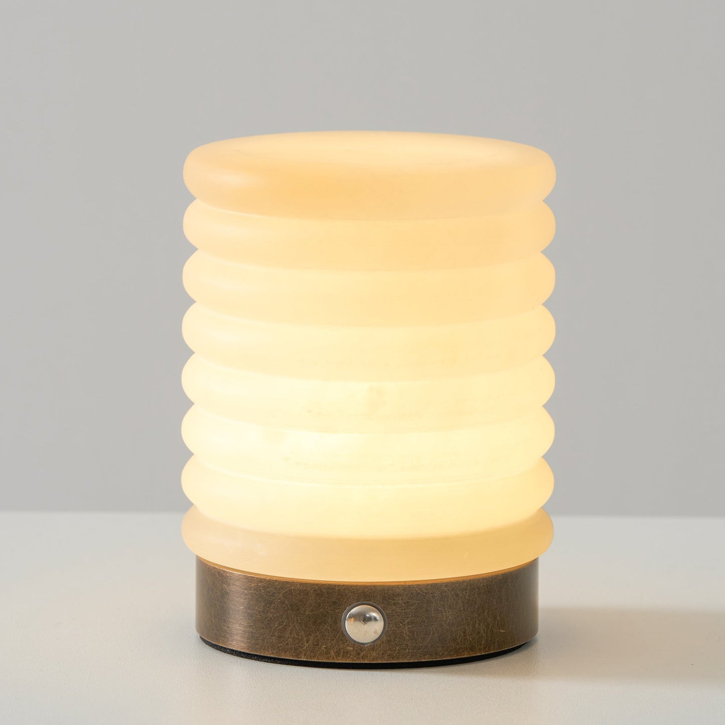 Alabaster Striped Table Lamp (Built-in Battery)
