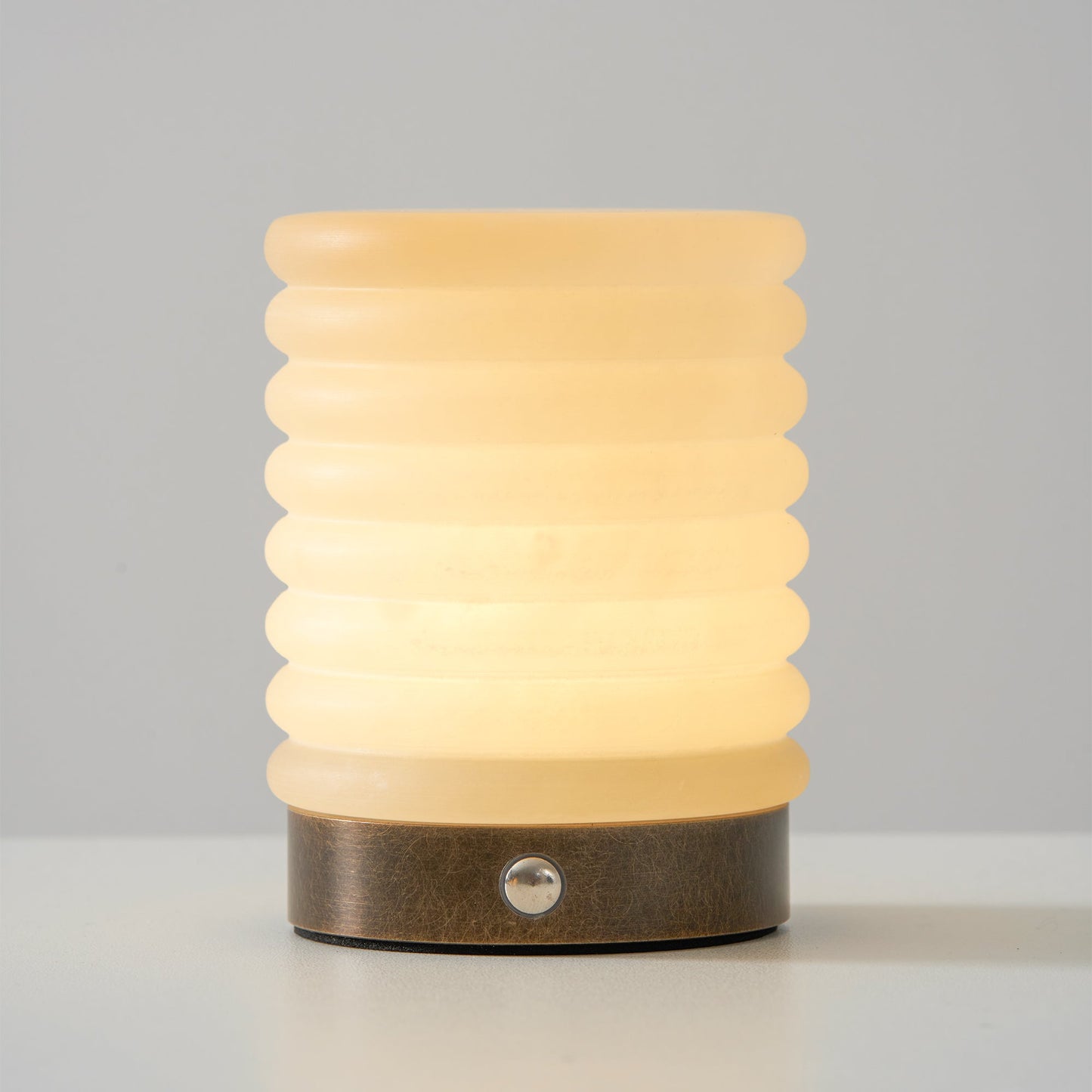 Alabaster Striped Table Lamp (Built-in Battery)