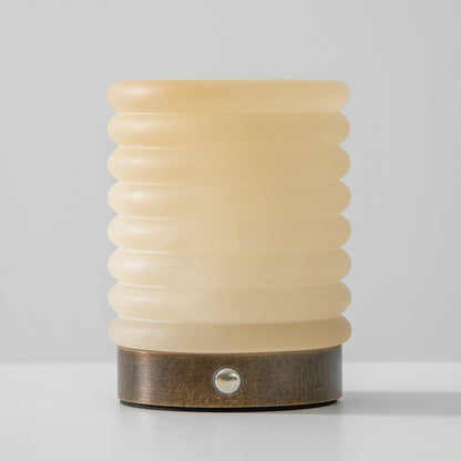 Alabaster Striped Table Lamp (Built-in Battery)