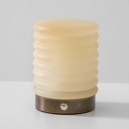 Alabaster Striped Table Lamp (Built-in Battery)