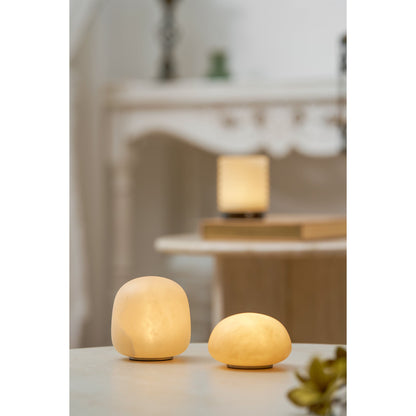 Alabaster Striped Table Lamp (Built-in Battery)