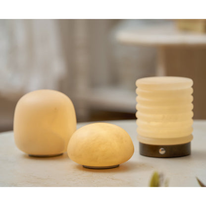 Alabaster Striped Table Lamp (Built-in Battery)