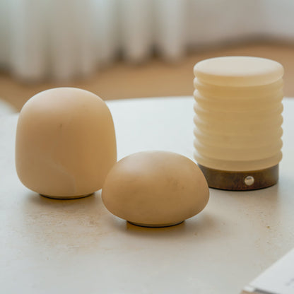 Alabaster Striped Table Lamp (Built-in Battery)
