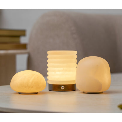 Alabaster Striped Table Lamp (Built-in Battery)