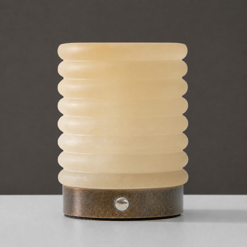 Alabaster Striped Table Lamp (Built-in Battery)