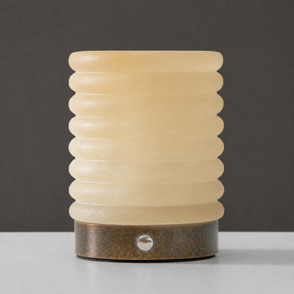 Alabaster Striped Table Lamp (Built-in Battery)