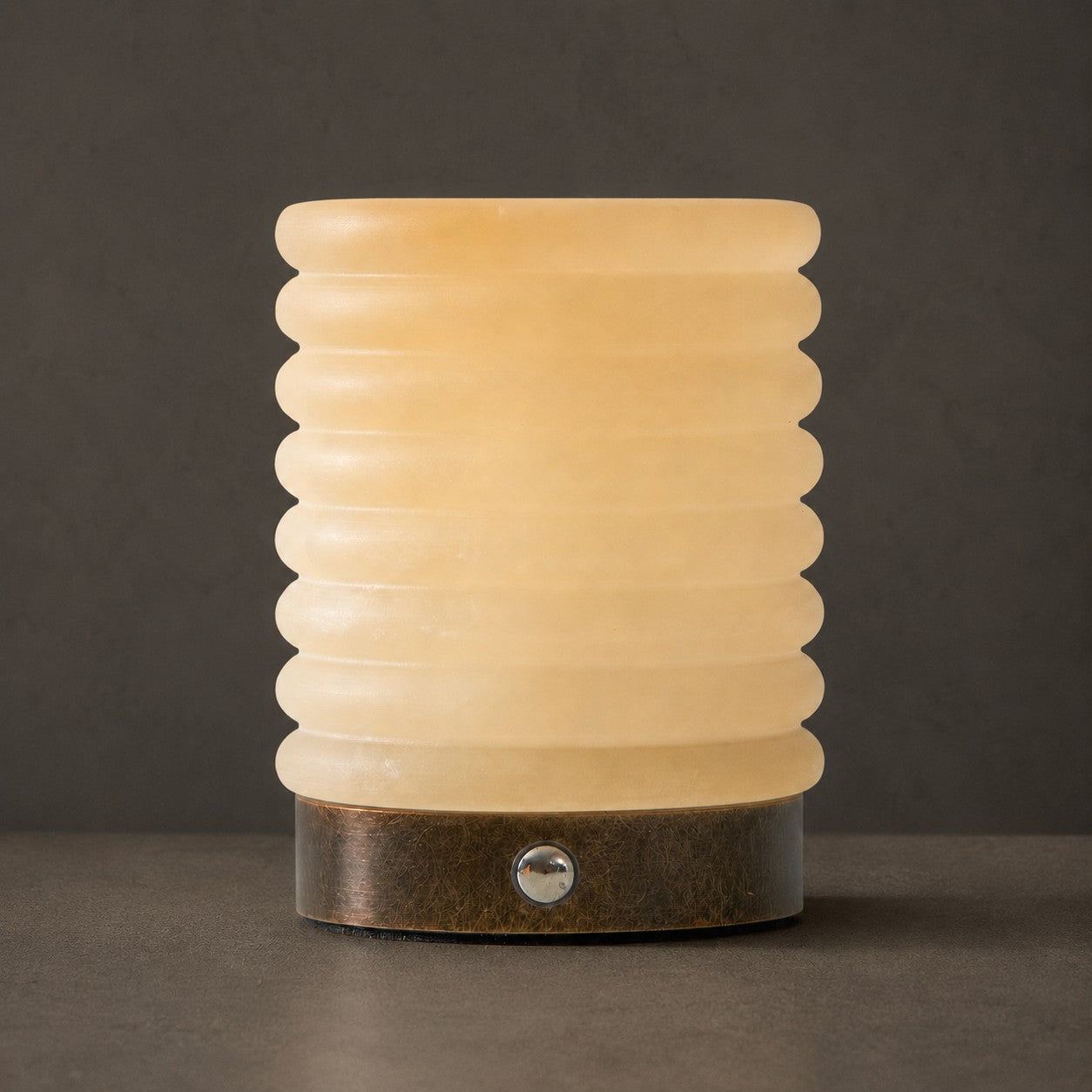Alabaster Striped Table Lamp (Built-in Battery)