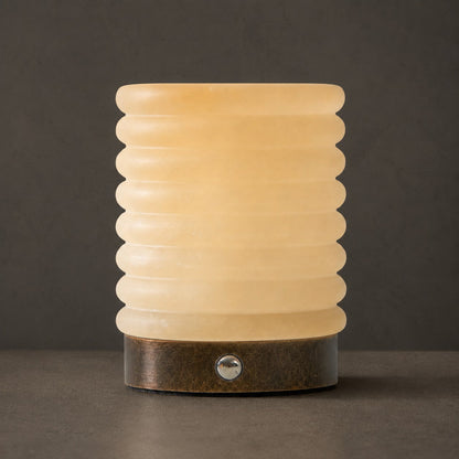 Alabaster Striped Table Lamp (Built-in Battery)