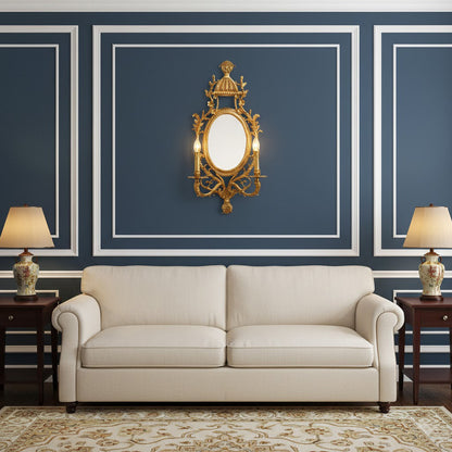Brass Carved Mirror Wall Lamp