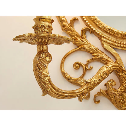 Brass Carved Mirror Wall Lamp