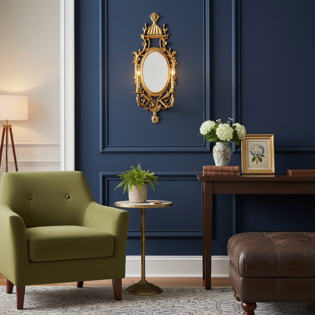 Brass Carved Mirror Wall Lamp