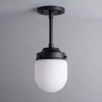 Bullet-shaped Alabaster Semi-Flush Mount Ceiling Light