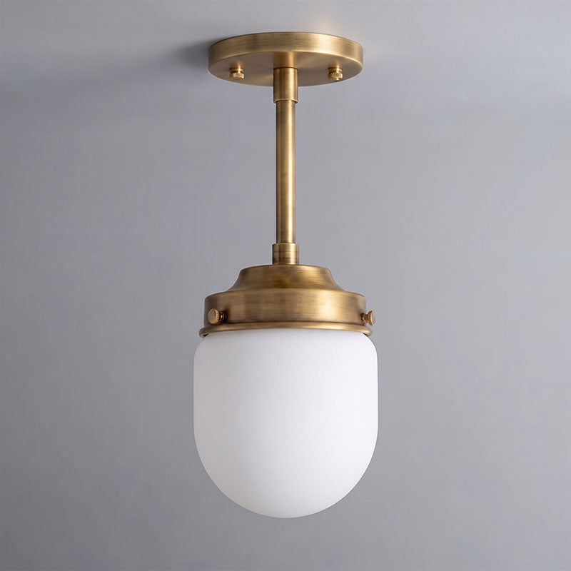 Bullet-shaped Alabaster Semi-Flush Mount Ceiling Light
