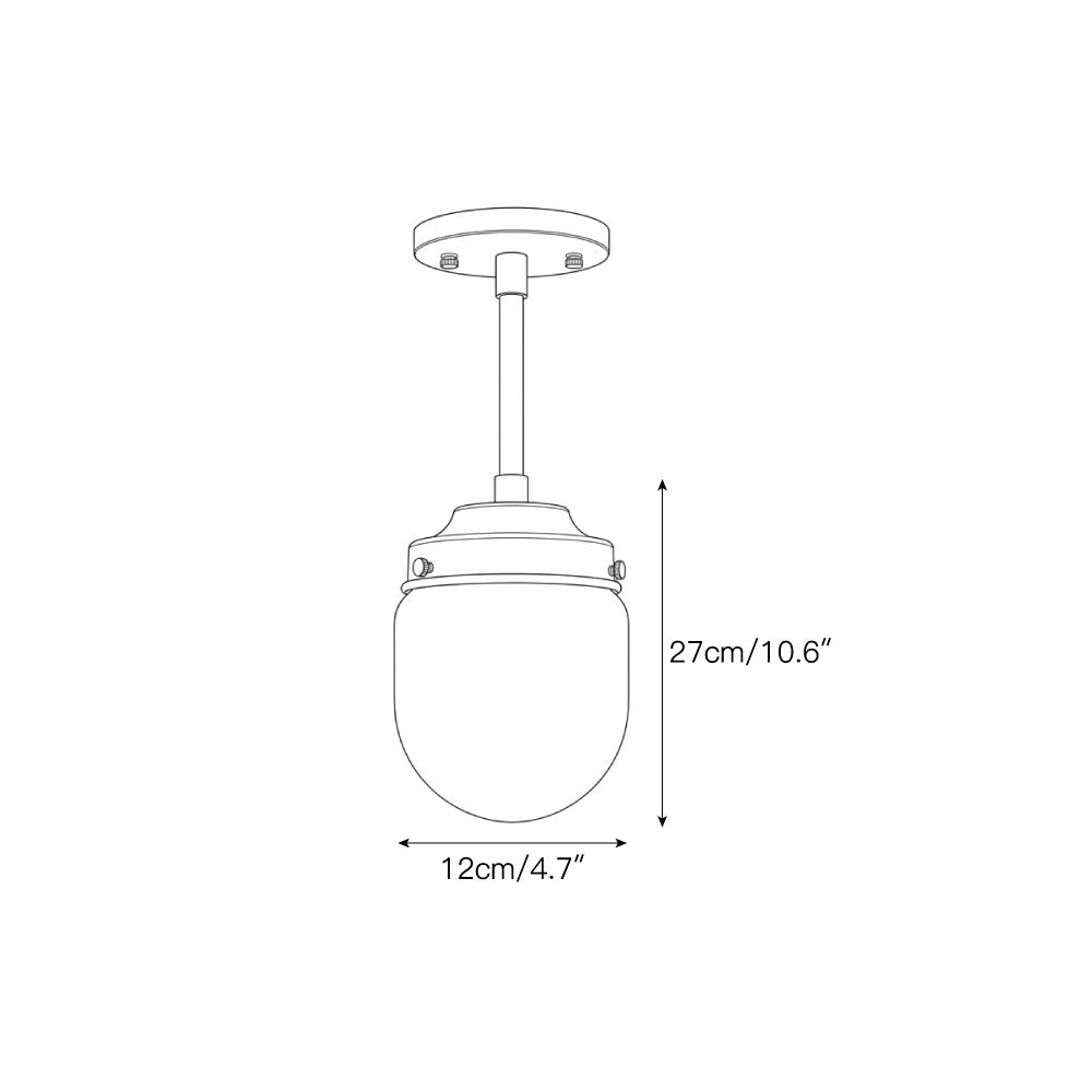 Bullet-shaped Alabaster Semi-Flush Mount Ceiling Light
