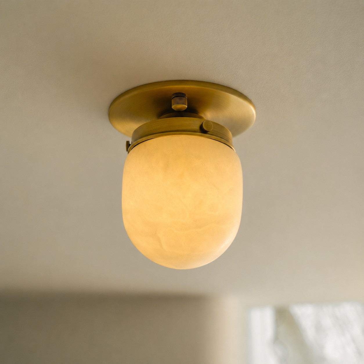 Bullet-shaped Alabaster Flush Mount