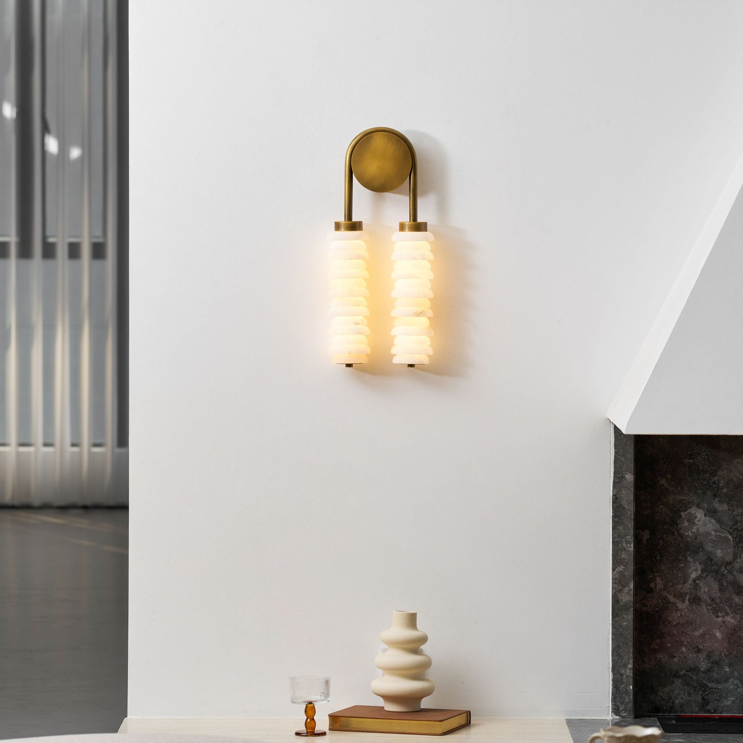 Halden Double Alabaster Wall Lamp