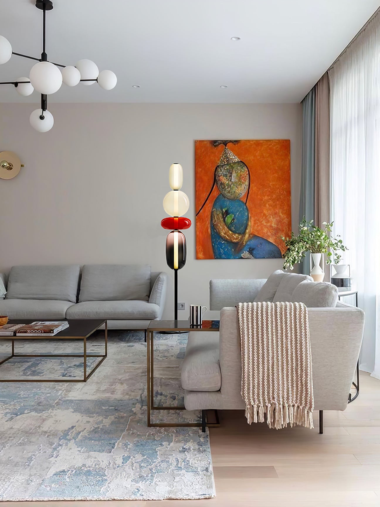 Esmon Glass Pebble Floor Lamp