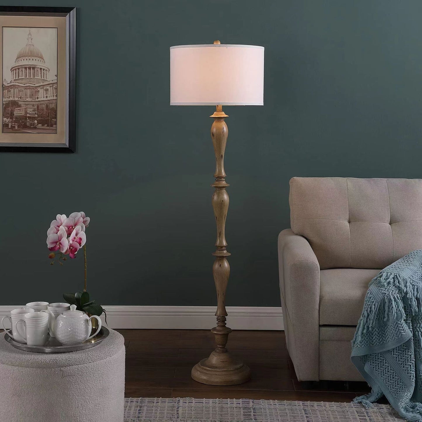 Pezenas Wood Effect Floor Lamp