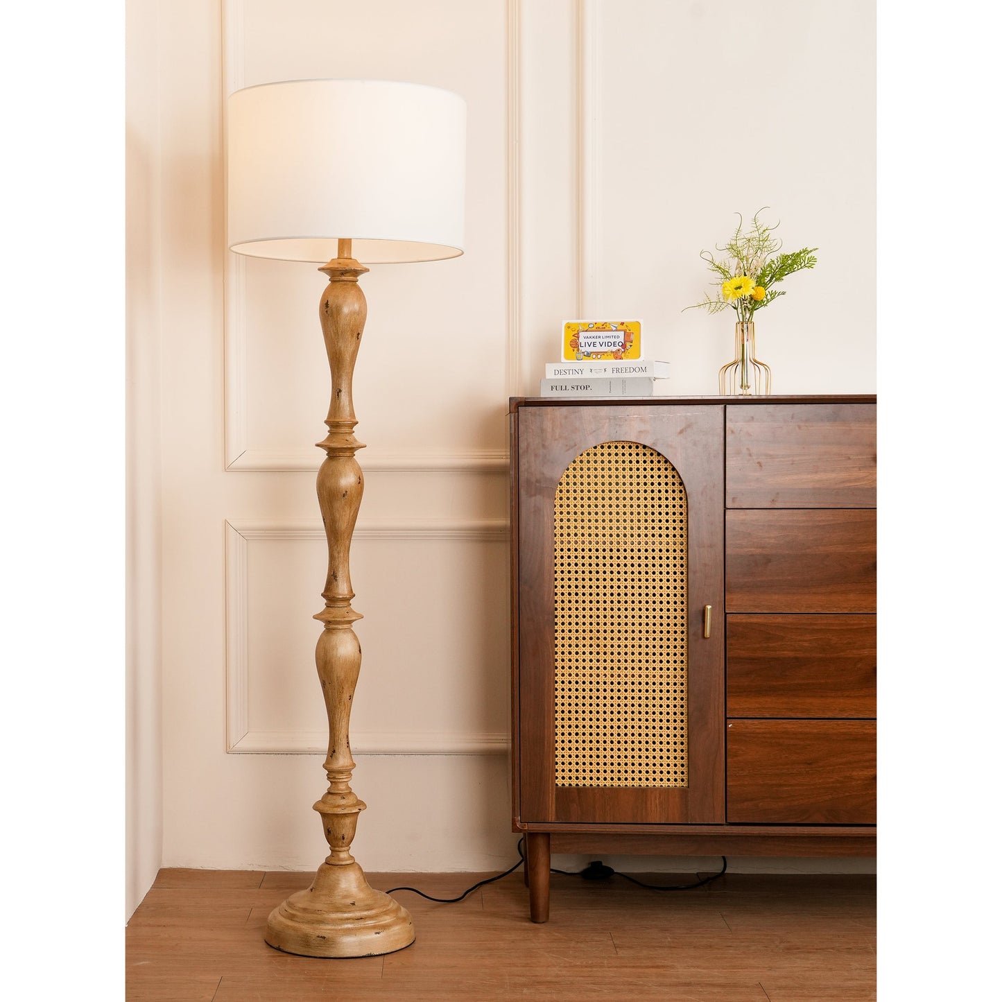 Pezenas Wood Effect Floor Lamp