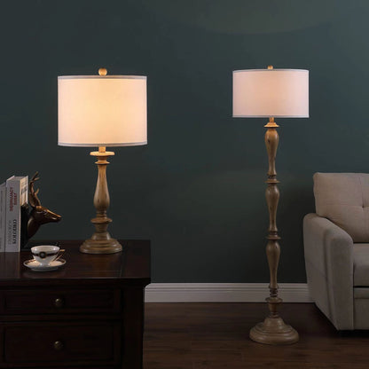 Pezenas Wood Effect Floor Lamp