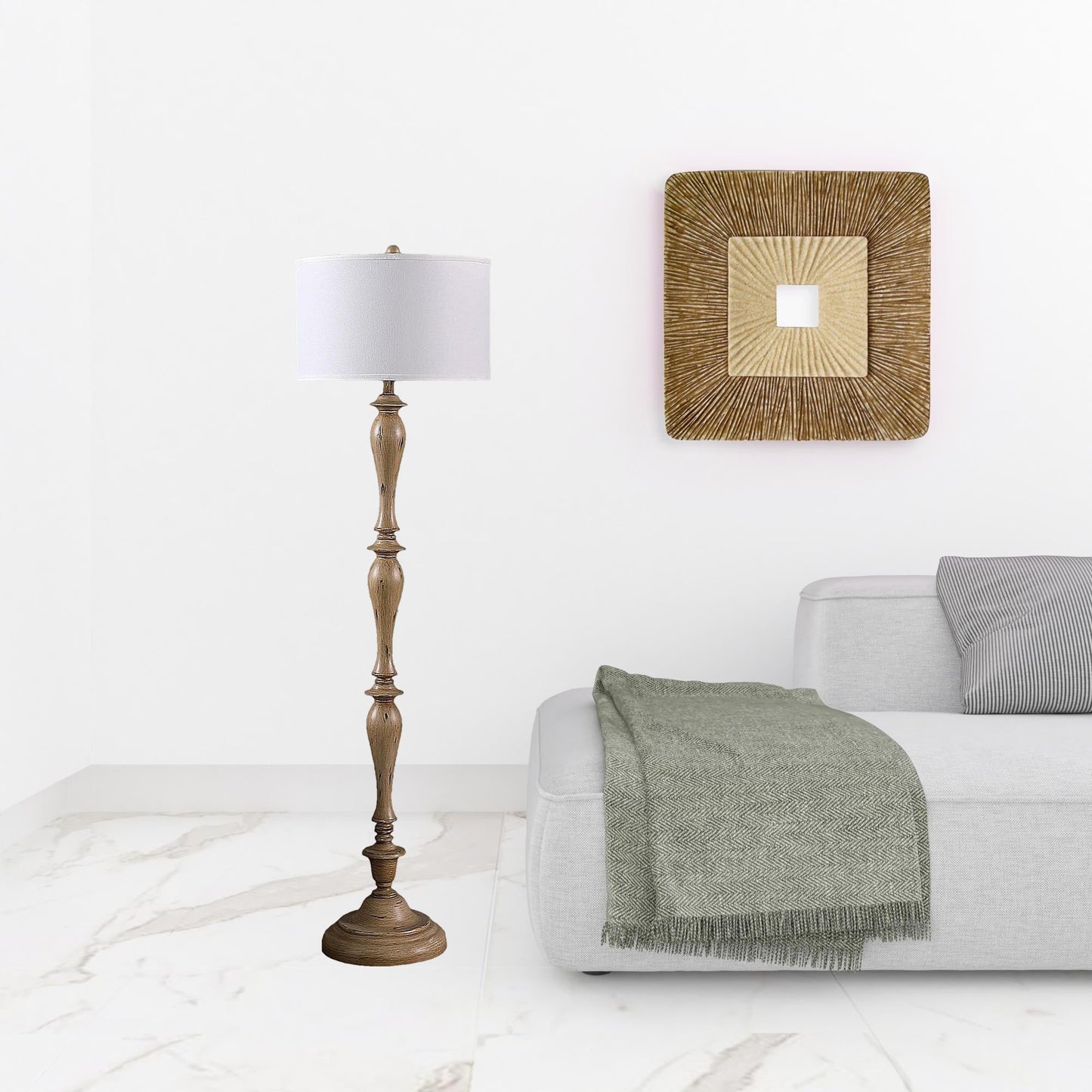 Pezenas Wood Effect Floor Lamp