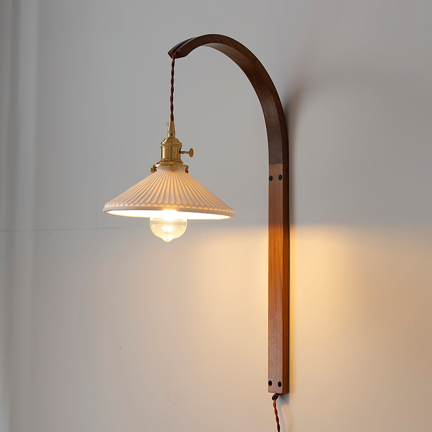 Twilight Walnut Ceramic Plug-in Wall Light