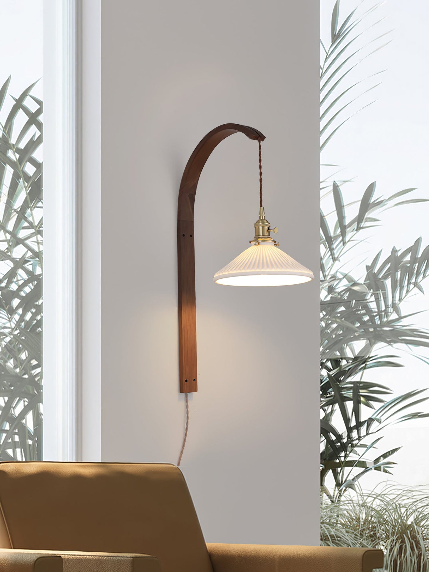 Twilight Walnut Ceramic Plug-in Wall Light