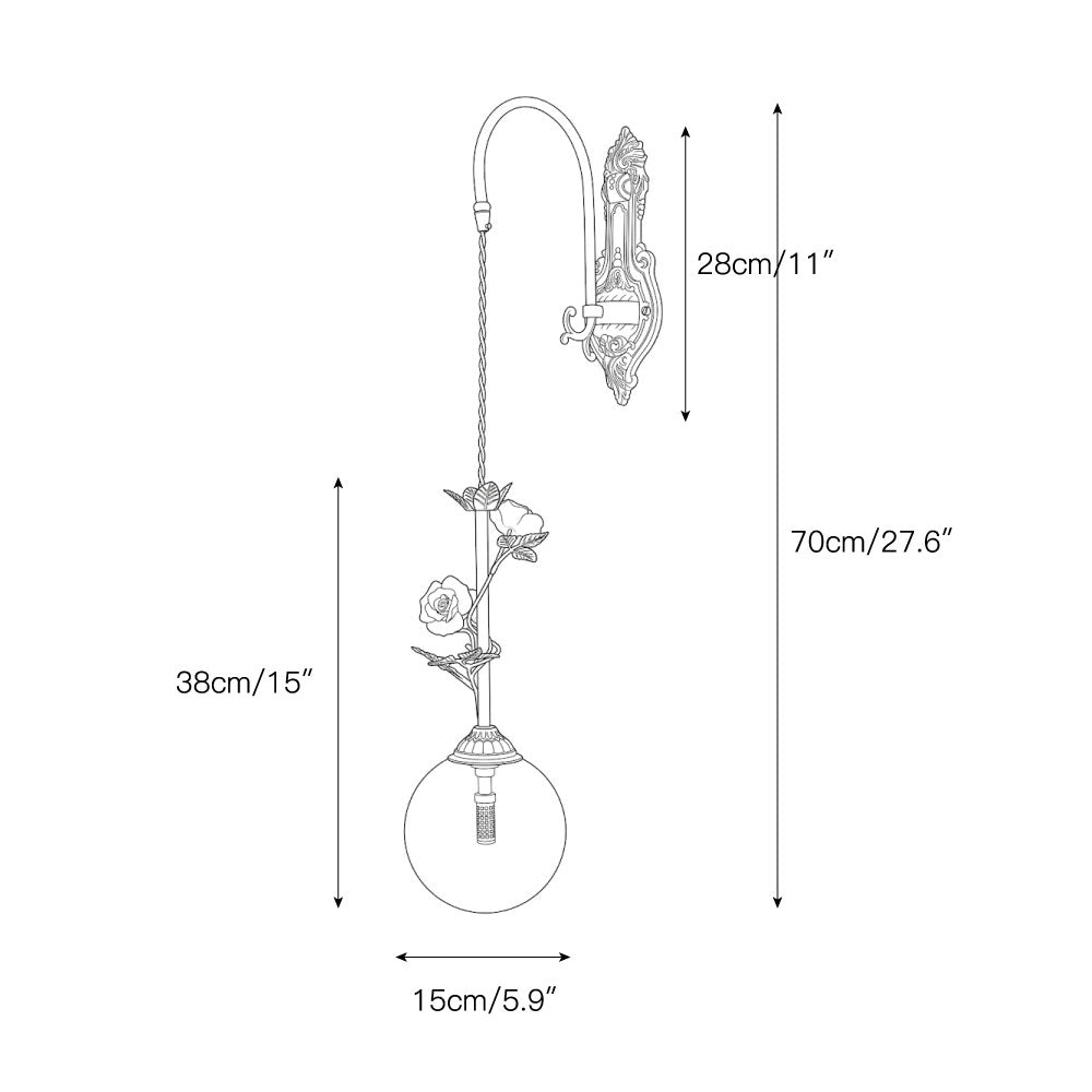 Everard Glass Rose Wall Sconce