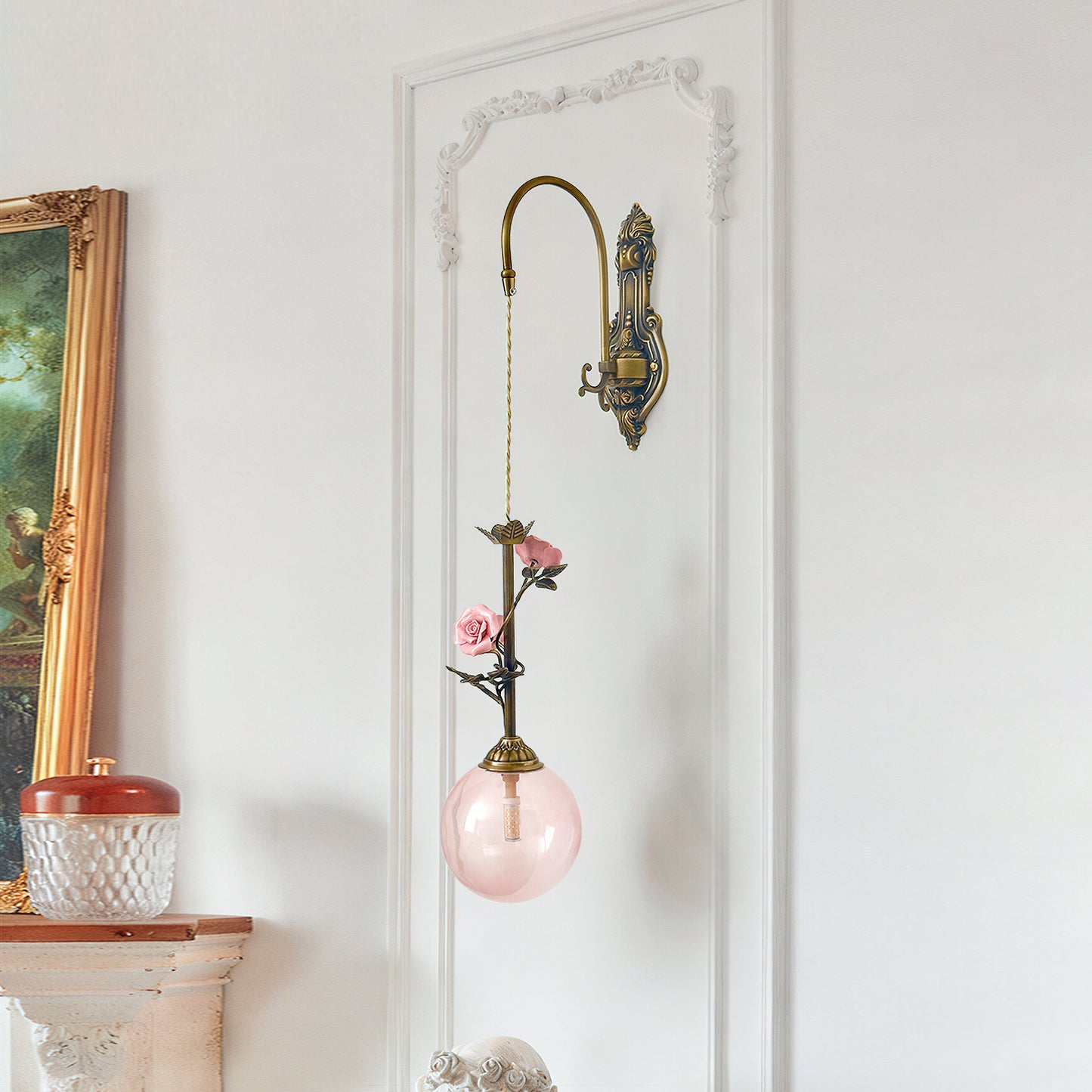 Everard Glass Rose Wall Sconce