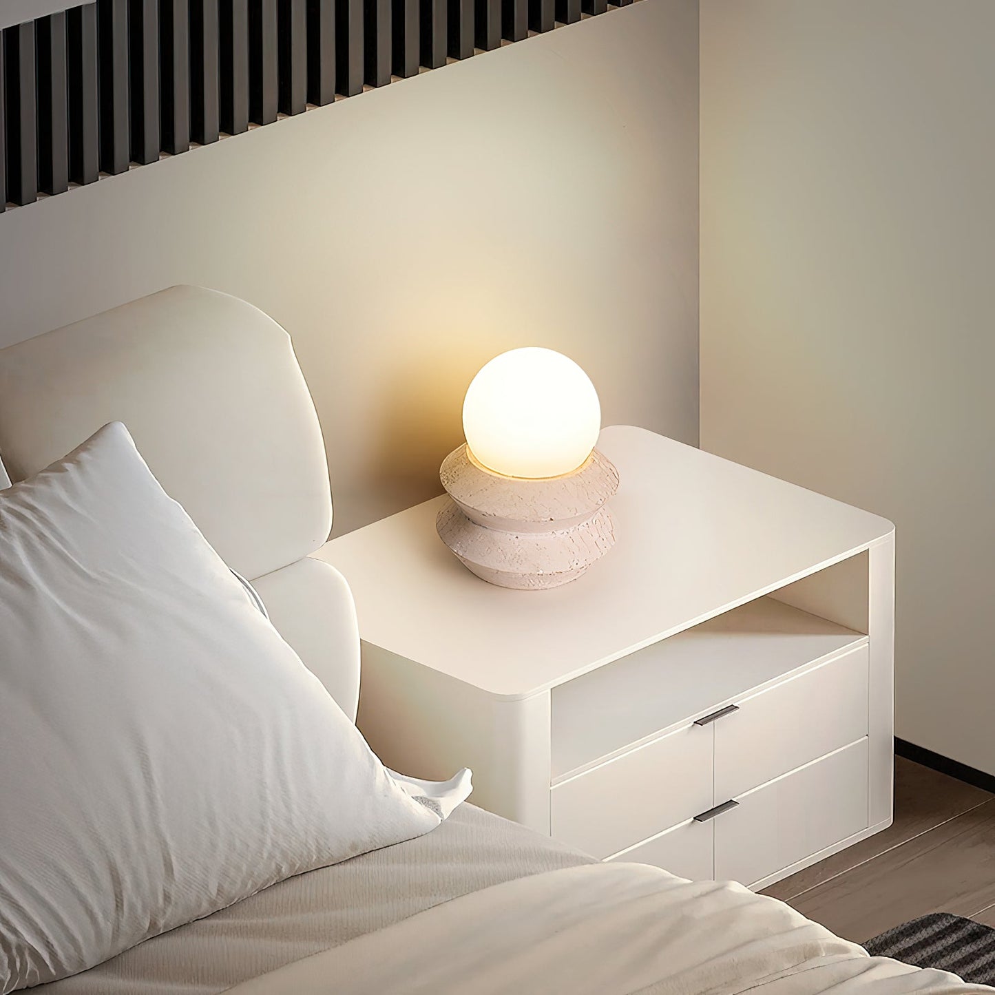 Asterope Travertine Table Lamp (Built-in Battery)