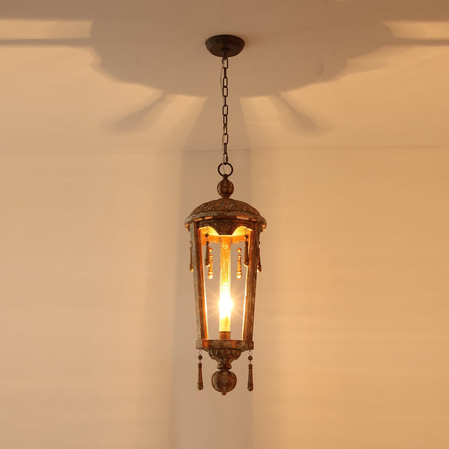 Belan Woodcarving Lantern Pendant Lamp