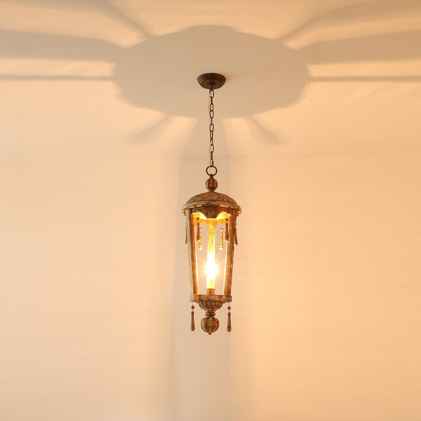Belan Woodcarving Lantern Pendant Lamp