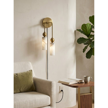 Harlin Alabaster Plug-in Wall Sconce